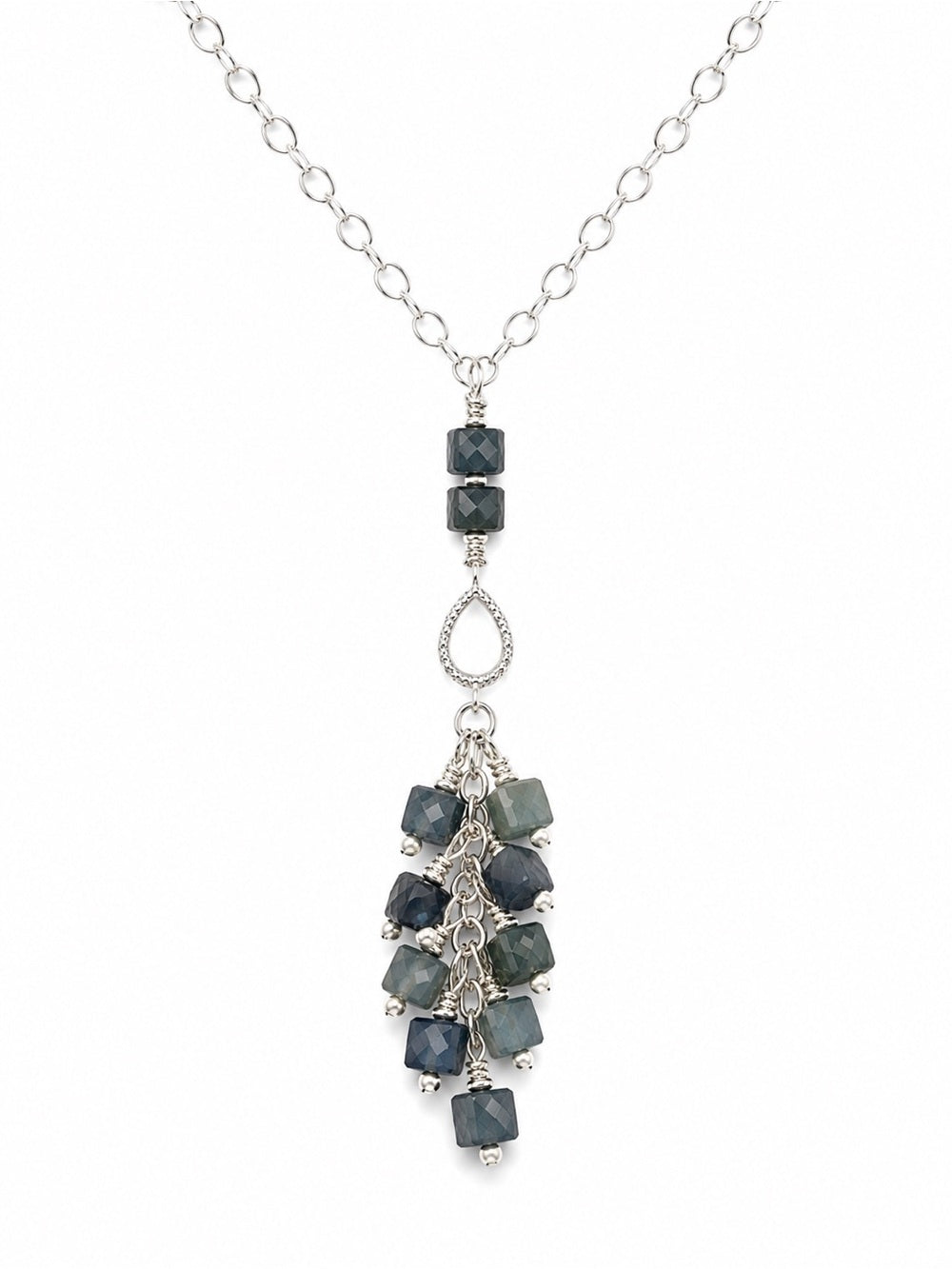 N075 Blue Tourmaline Cluster Necklace