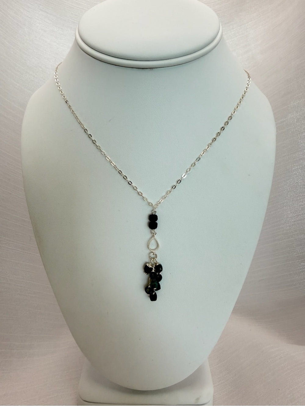 N075 Blue Tourmaline Cluster Necklace