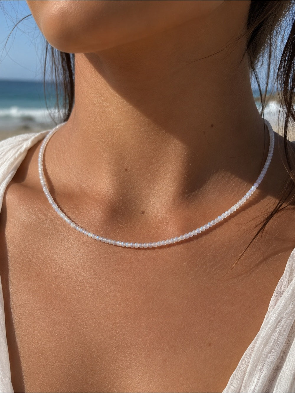 Rainbow Moonstone Beaded Gemstone Necklace