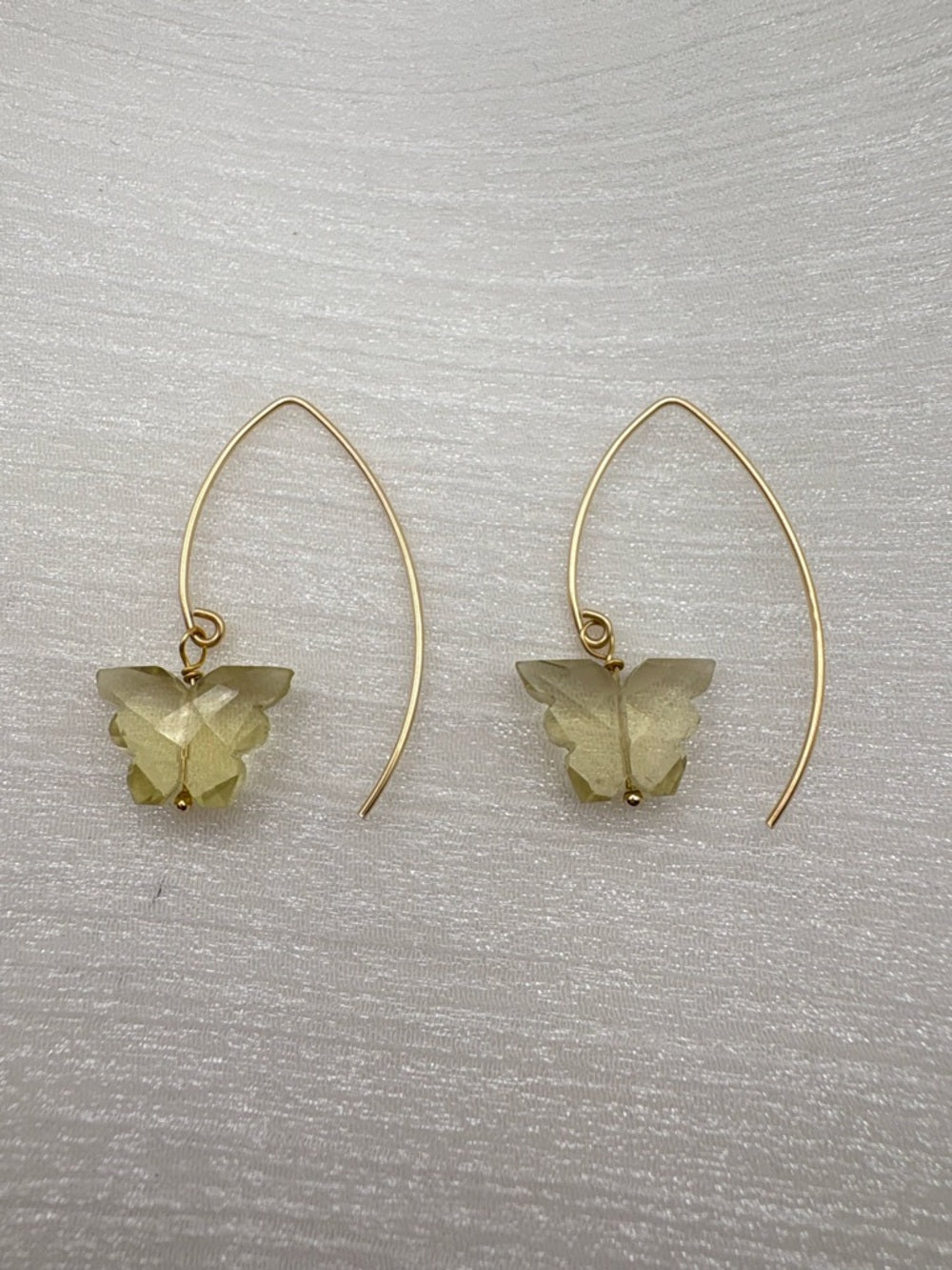 HK16 Lemon Quartz Butterfly Earrings