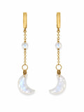 P11 Moonstone Moon Gold Post Earrings