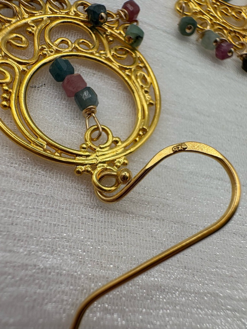 HK32 Rainbow Tourmaline Chandelier Hook Earrings