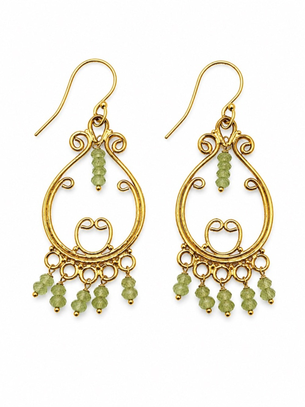 HK24 Peridot Gold Chandelier Earrings