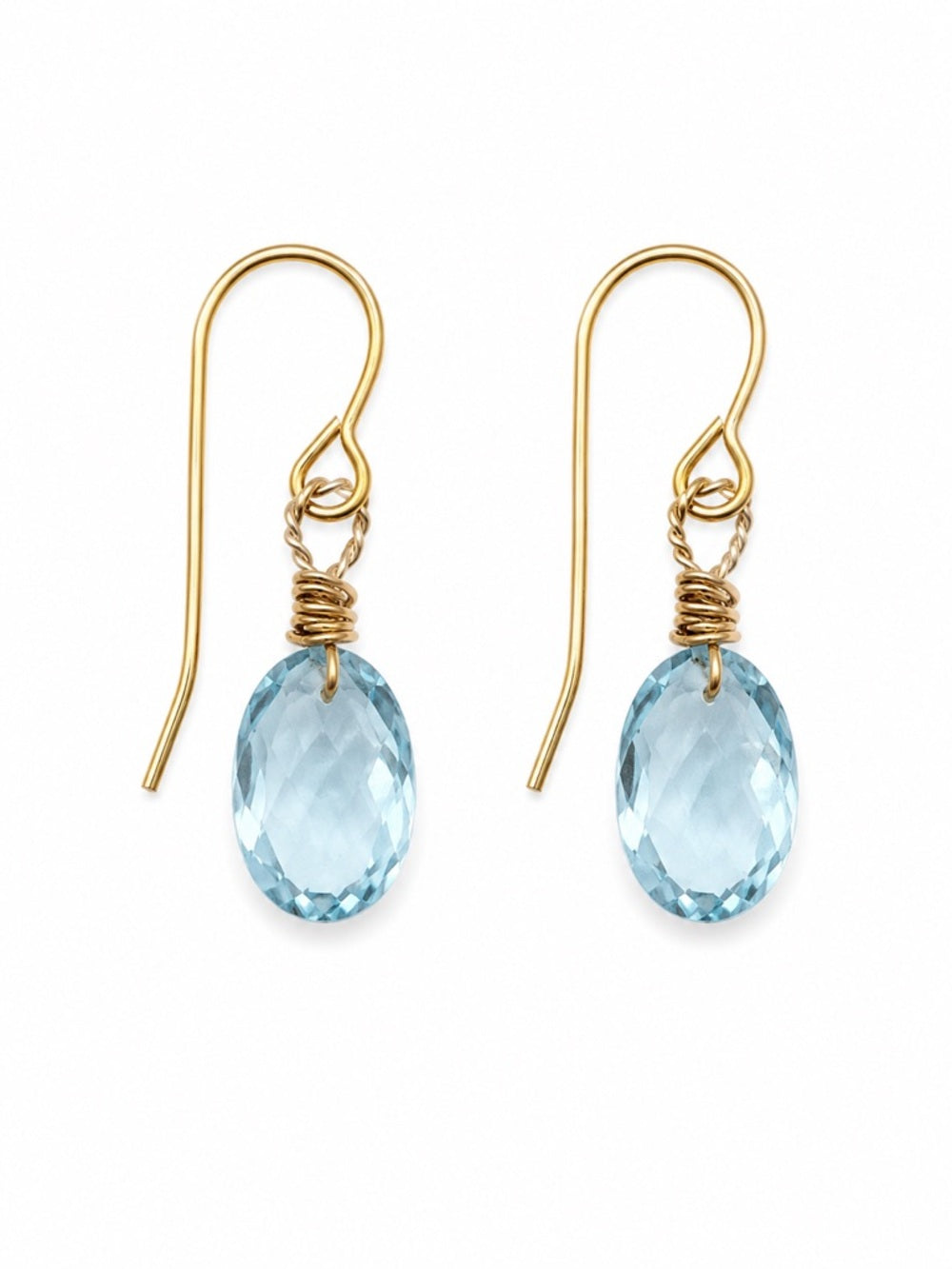 HK12 Blue Topaz Gold Hook Earrings