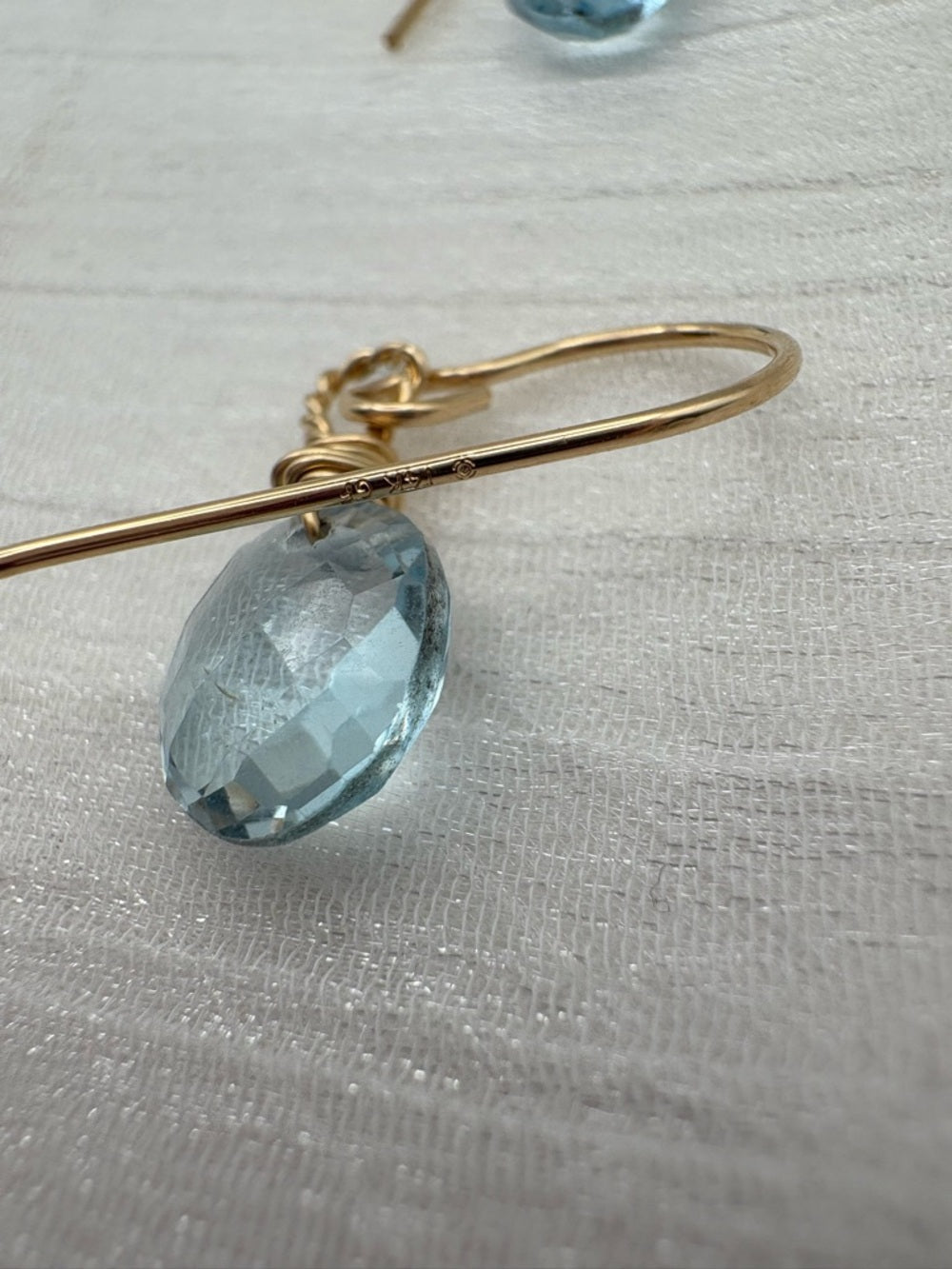 HK12 Blue Topaz Gold Hook Earrings