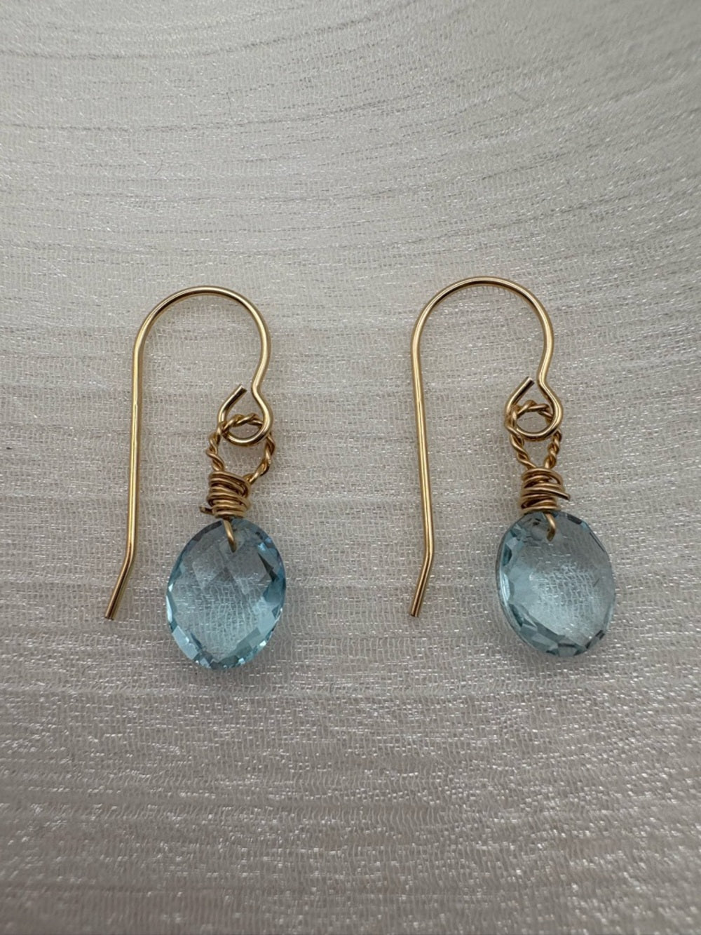 HK12 Blue Topaz Gold Hook Earrings