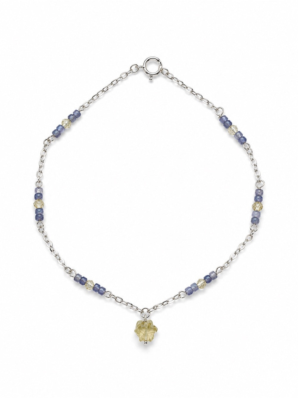 A004 Lemon Quartz and Tanzanite Anklet