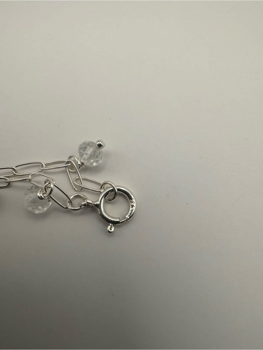 A005 White Topaz + Sapphire Paperclip Anklet