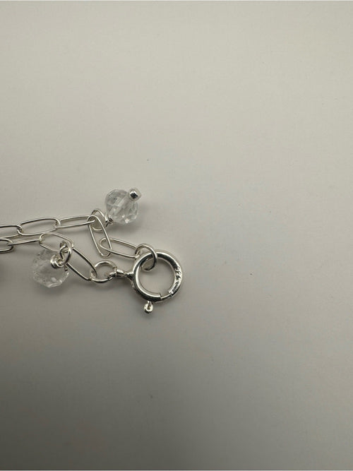 A005 White Topaz + Sapphire Paperclip Anklet
