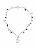 A005 White Topaz + Sapphire Paperclip Anklet