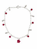 A006 Pink Chalcedony Paperclip Anklet