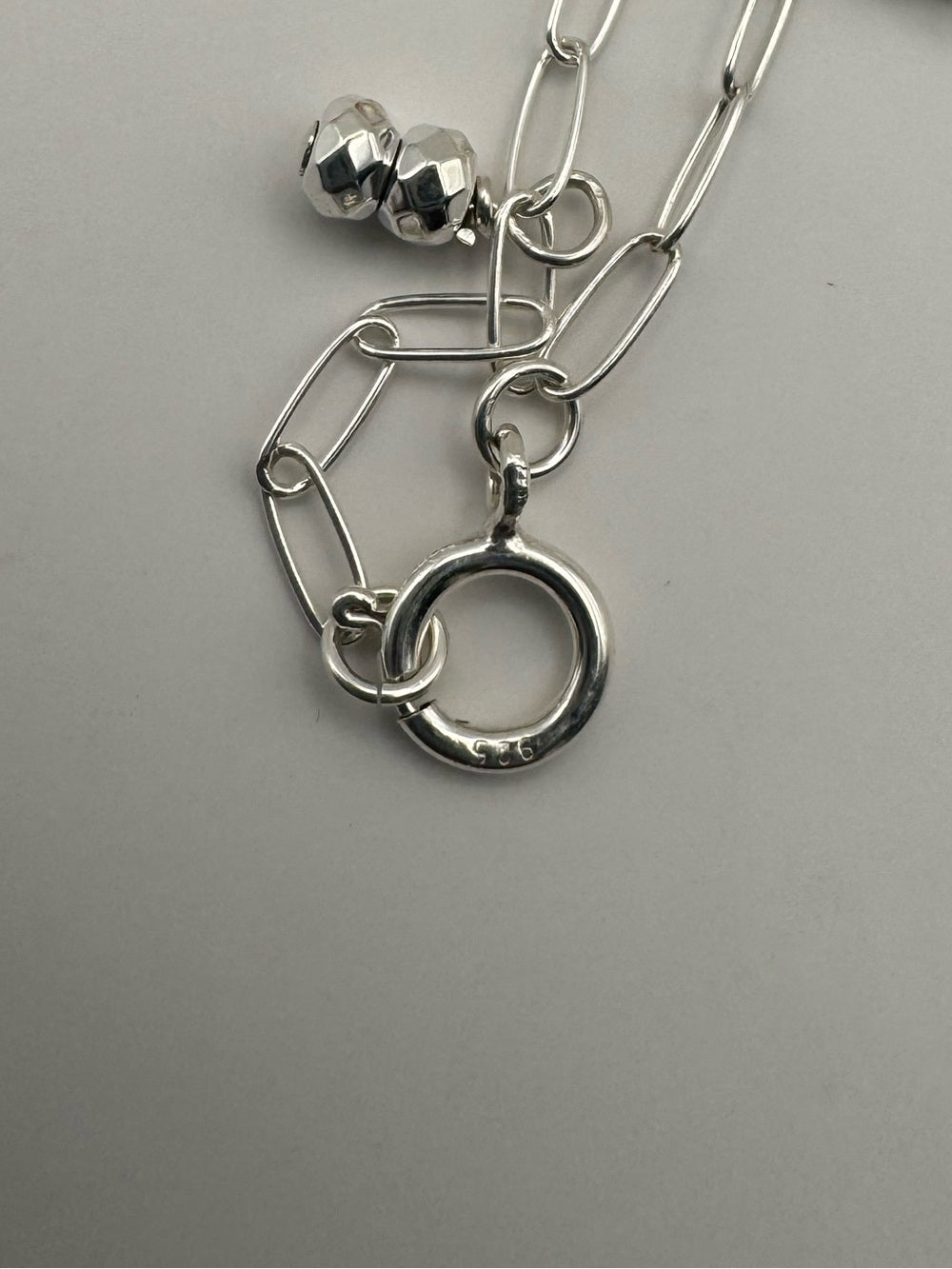 A006 Pink Chalcedony Paperclip Anklet