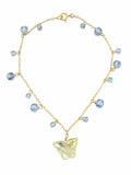 A006 Lemon Quartz + Aquamarine Butterfly Anklet