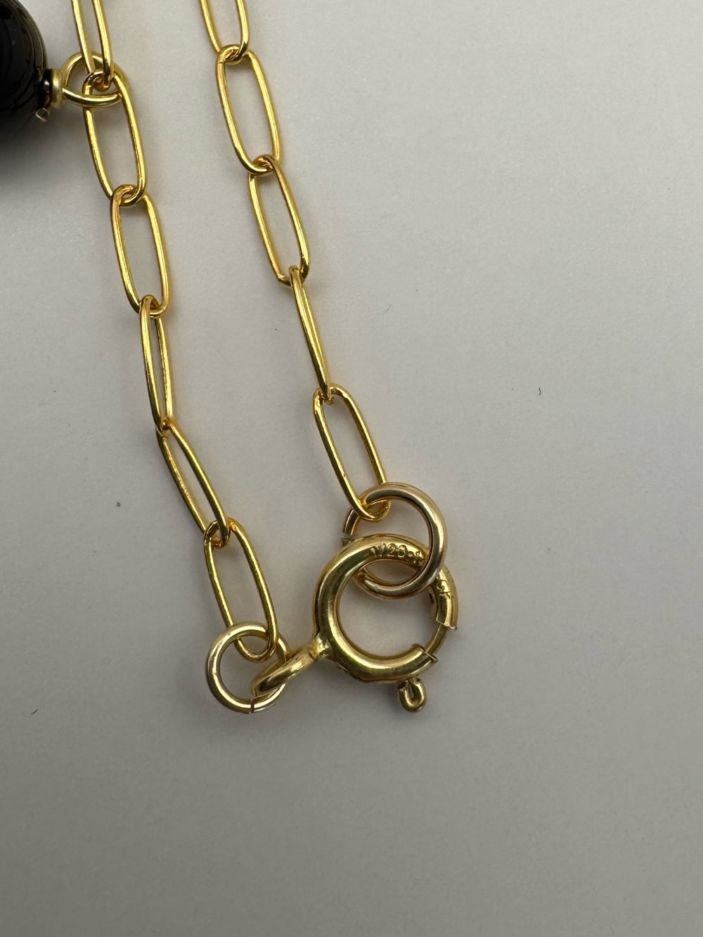 A2000 Black Onyx Paperclip Anklet