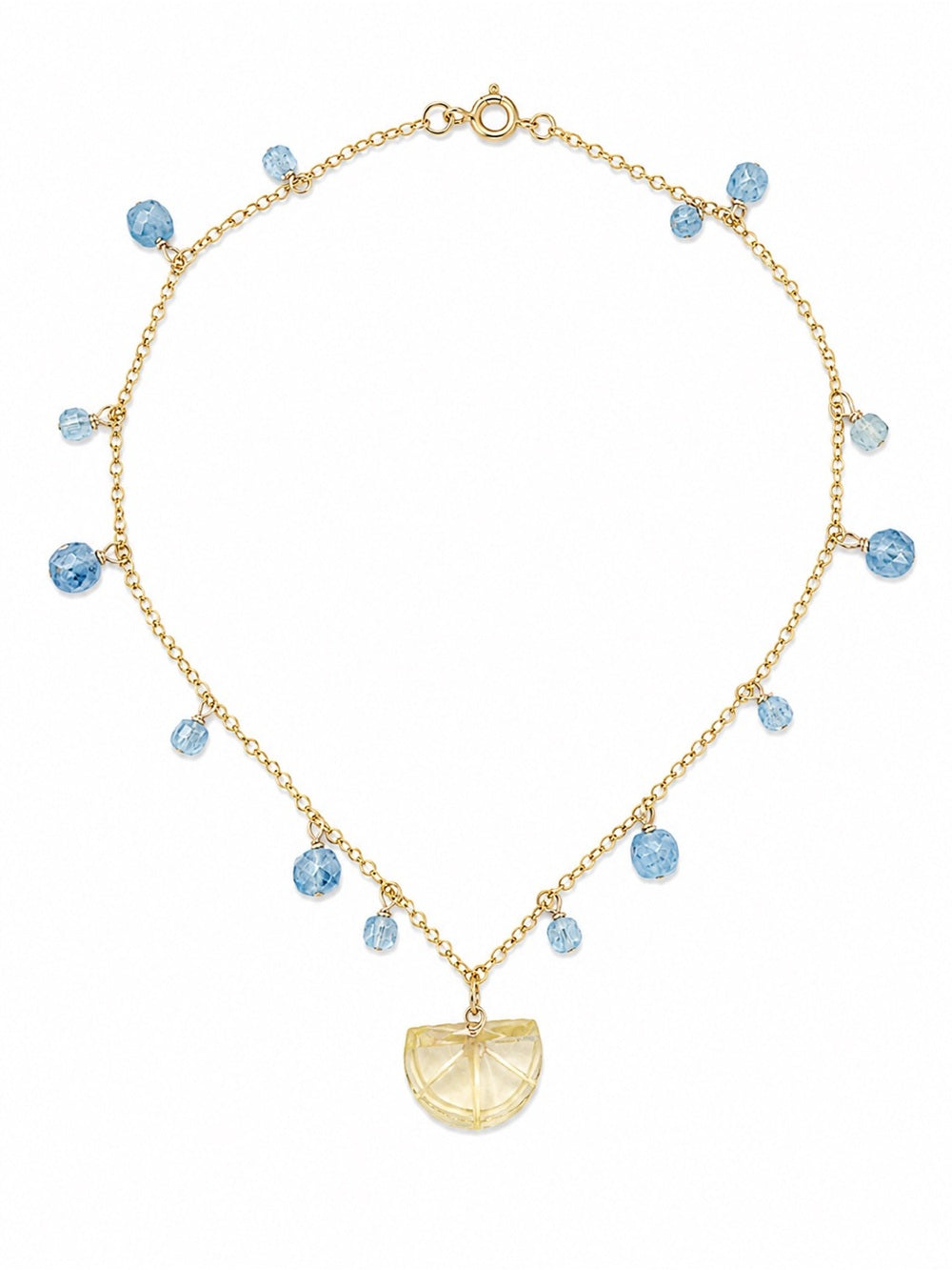 A002 Aquamarine + Lemon Quartz Lemon Anklet