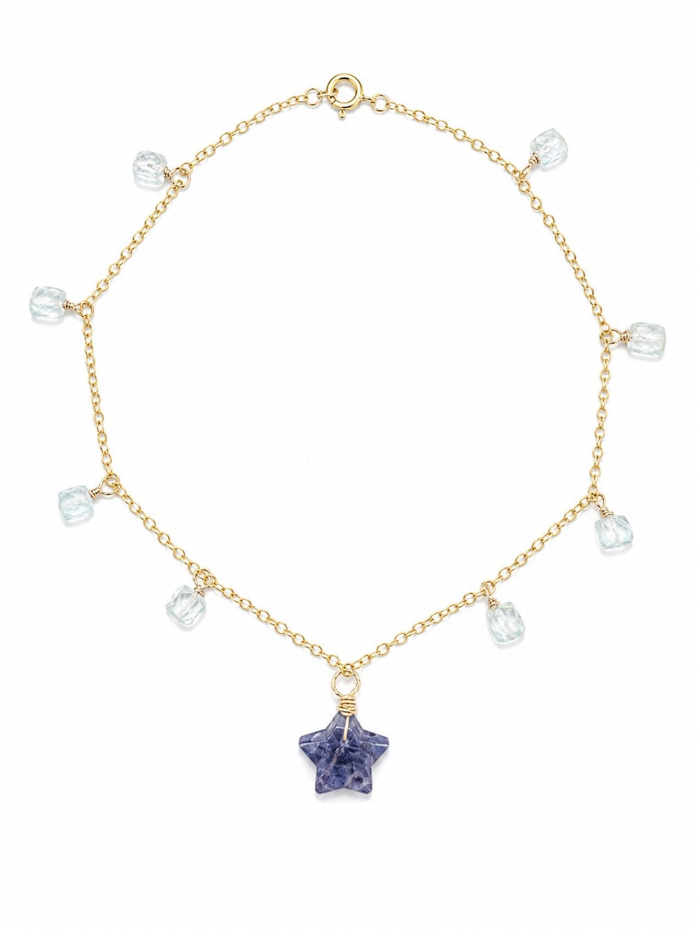 A003 Prehnite and Lolite Star Anklet