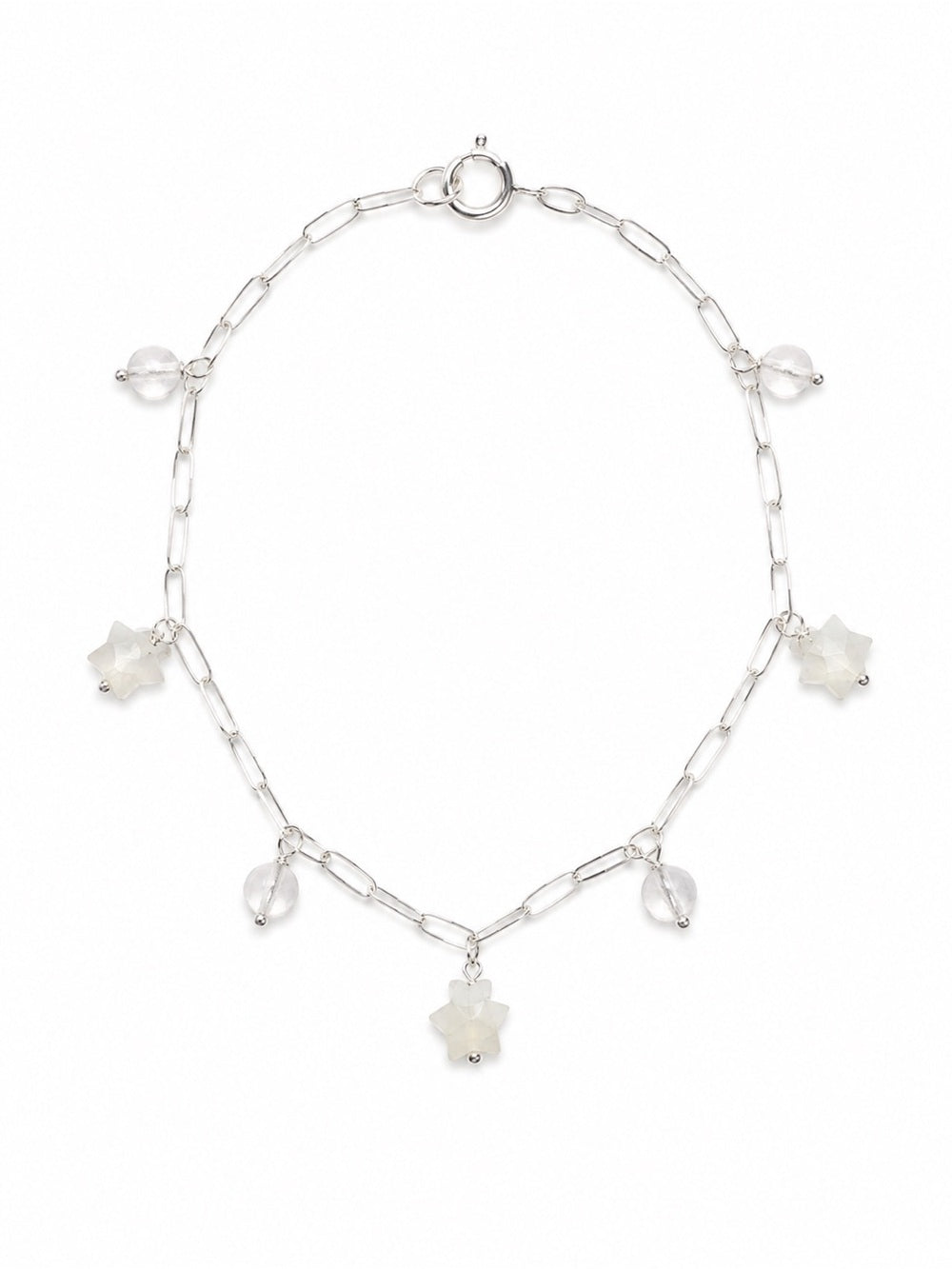 B0050 Moonstone Star Paperclip Bracelet