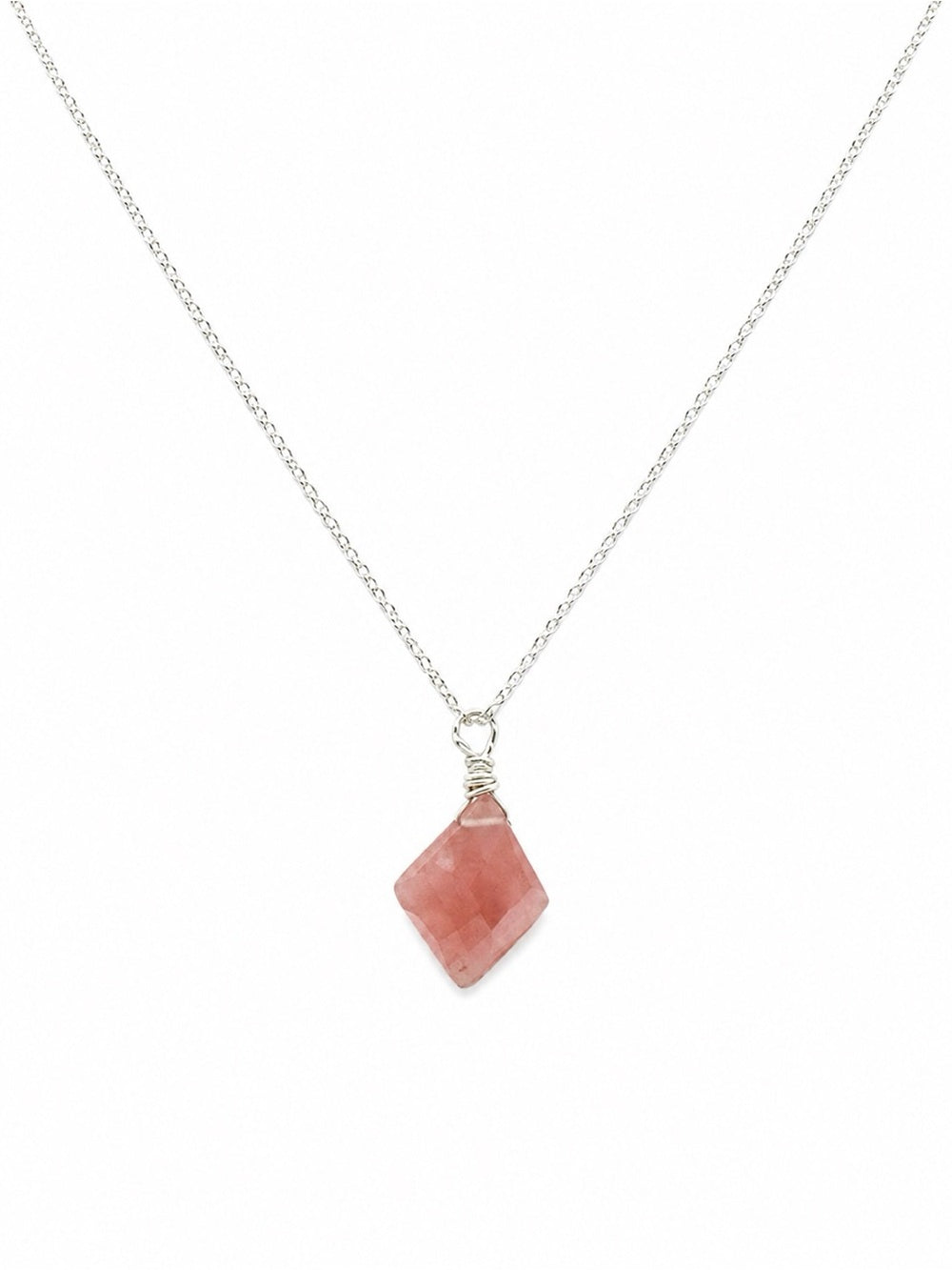 N0074 Guava Quartz Silver Necklace