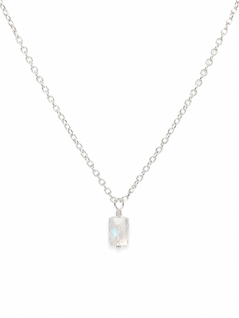 N27 Moonstone Square Silver Necklace