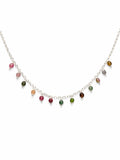 ND005 Tourmaline Coins and Cubes Silver Necklaces