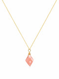 N0073 Brazilian Guava Quartz Diamond Necklace