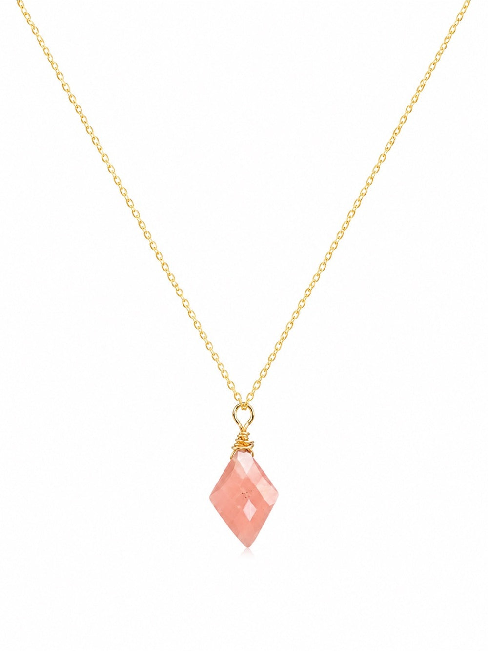 N0073 Brazilian Guava Quartz Diamond Necklace