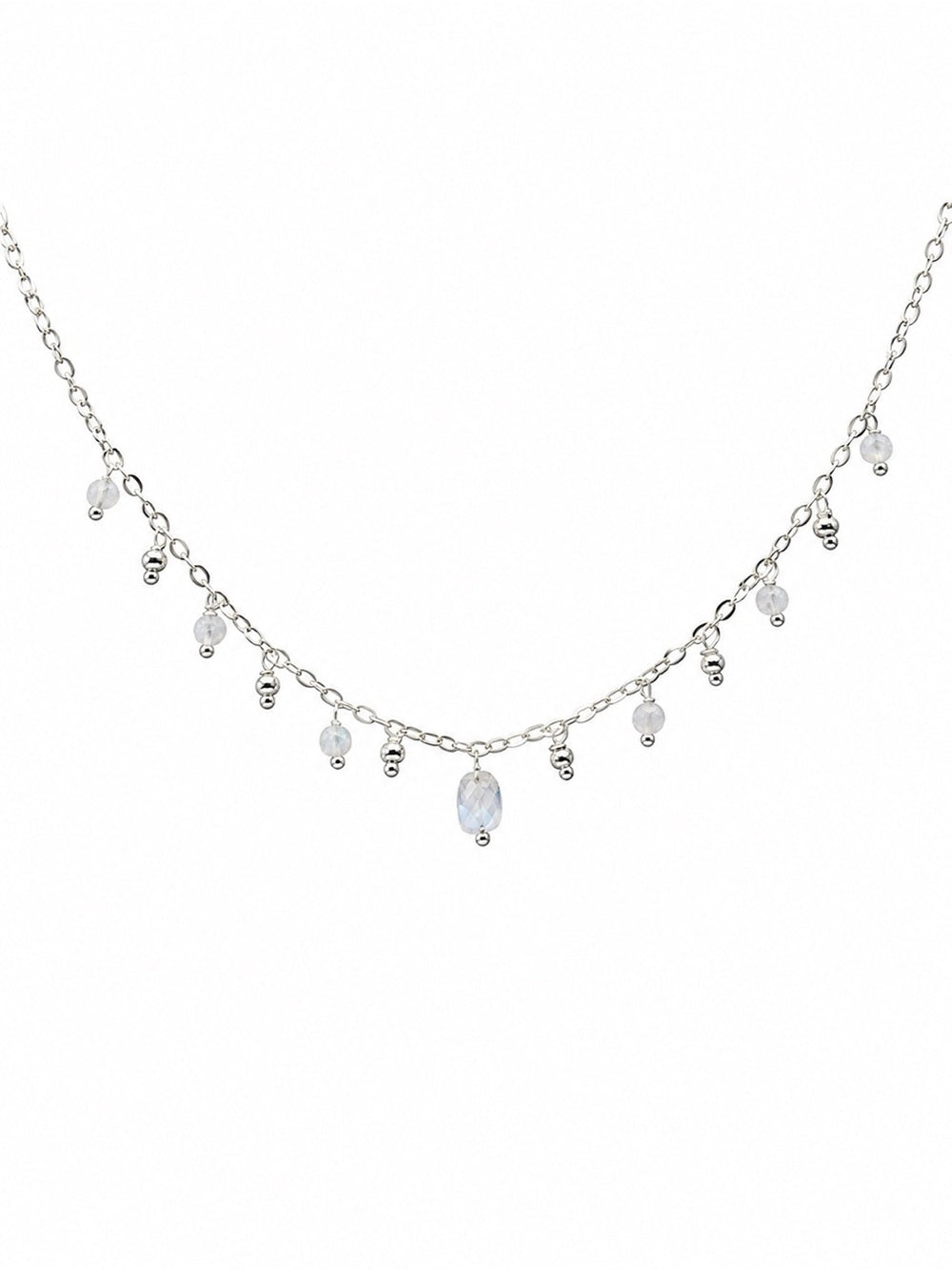 ND002 Moonstone and Hematite Dangle Necklace