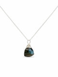 N32 Labradorite Trillion Cut Silver Necklace