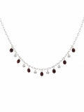 ND001 Purple Garnet and Hematite Dangle Necklace