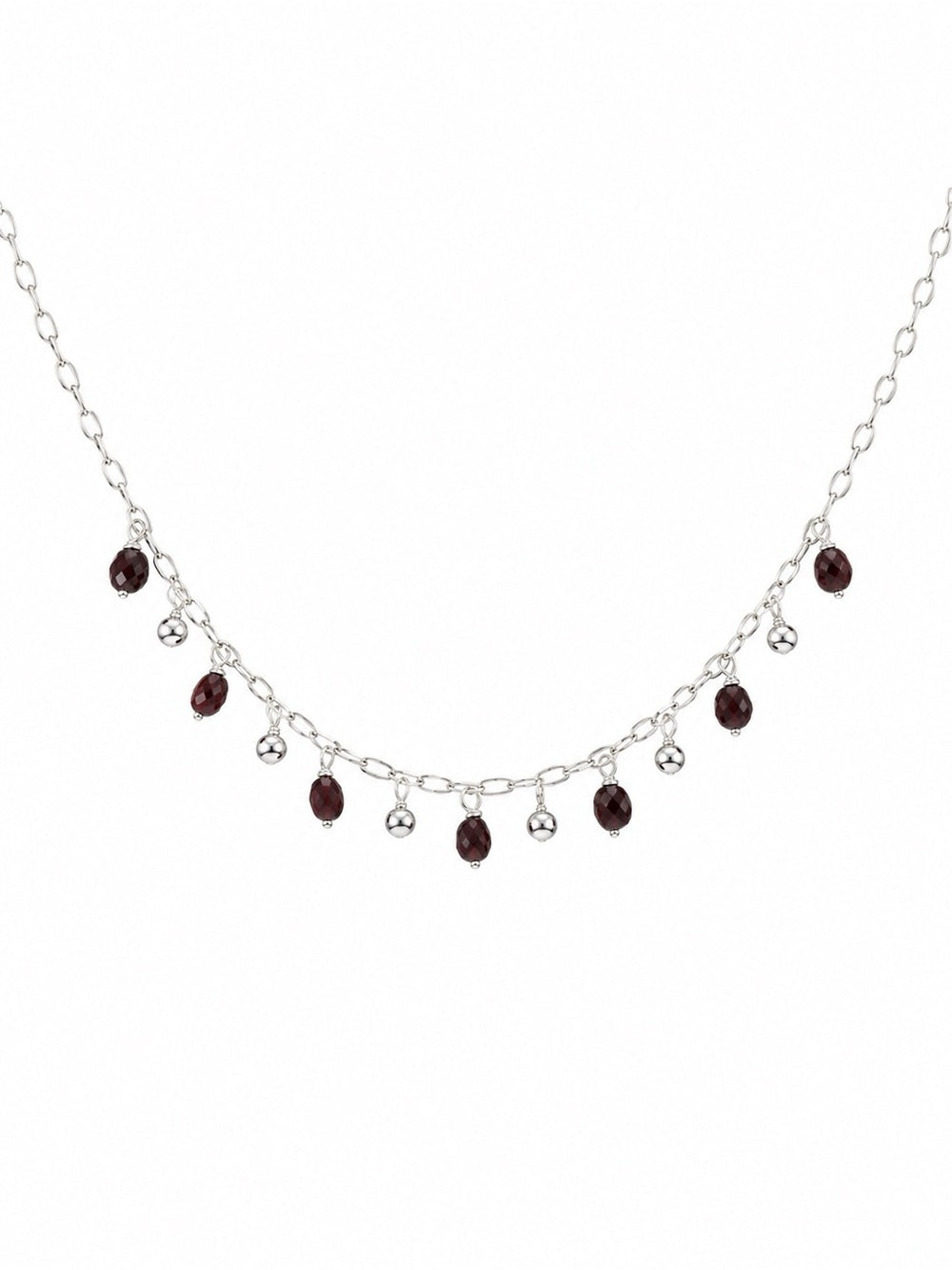 ND001 Purple Garnet and Hematite Dangle Necklace