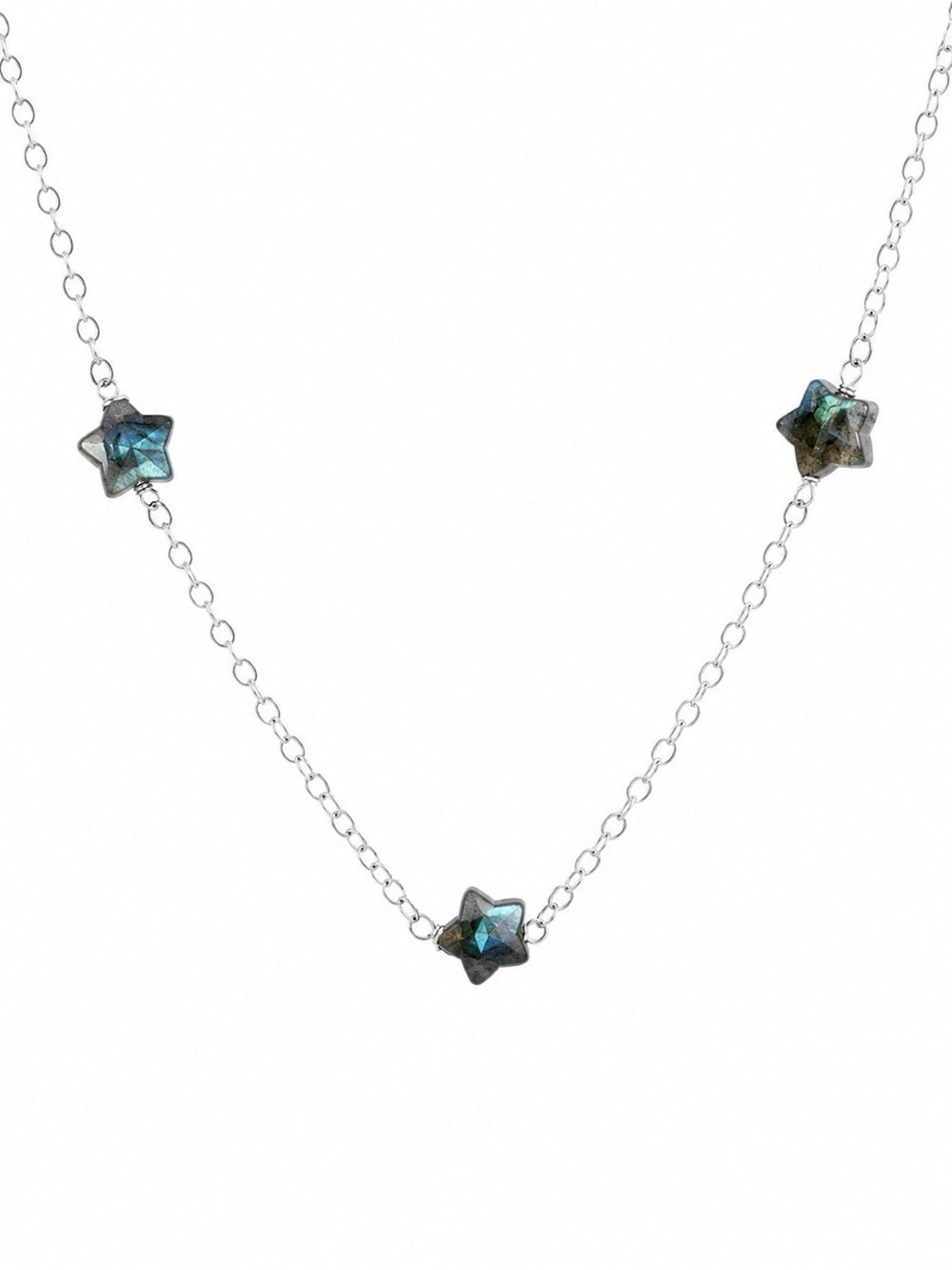 N29 Labradorite Stars Silver Necklace