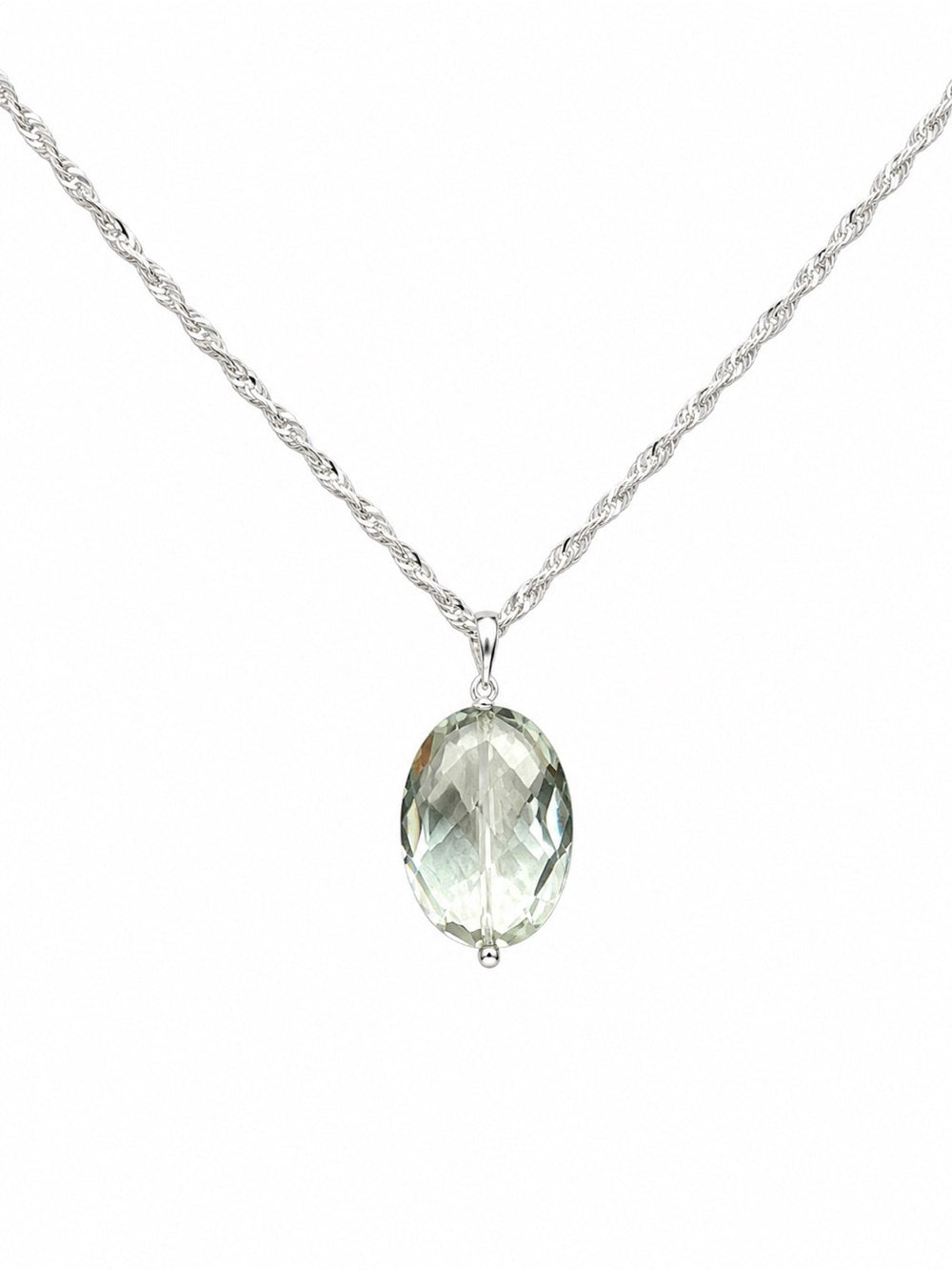 N18 Green Amethyst Silver Necklace