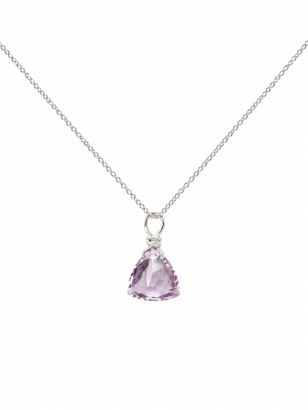 N16 Amethyst Trillion Cut Silver Necklace