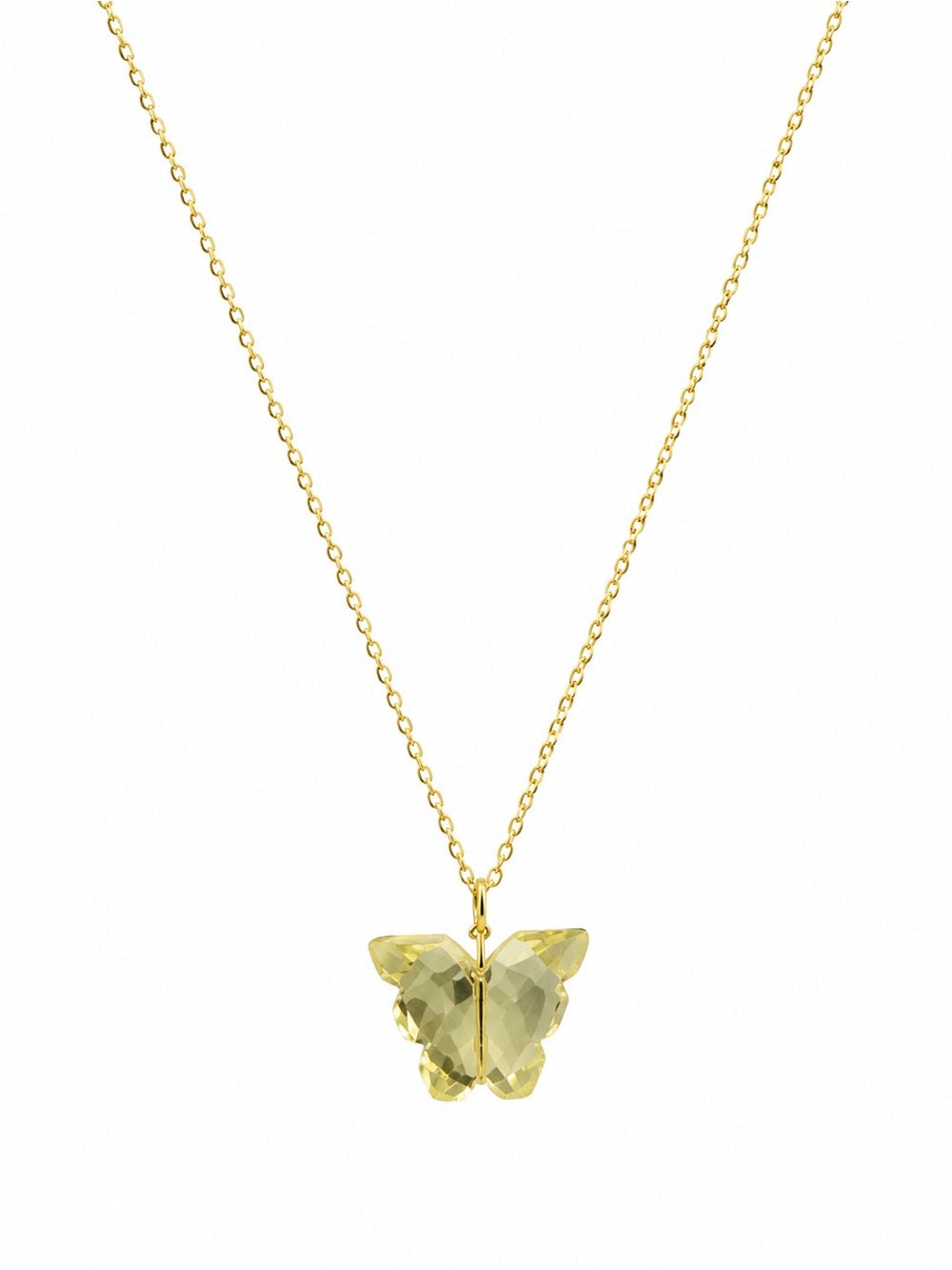 N15 Lemon Quartz Butterfly Necklace