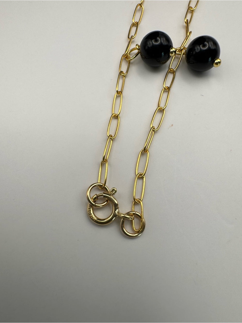 N45 Black Onyx Paperclip Necklace