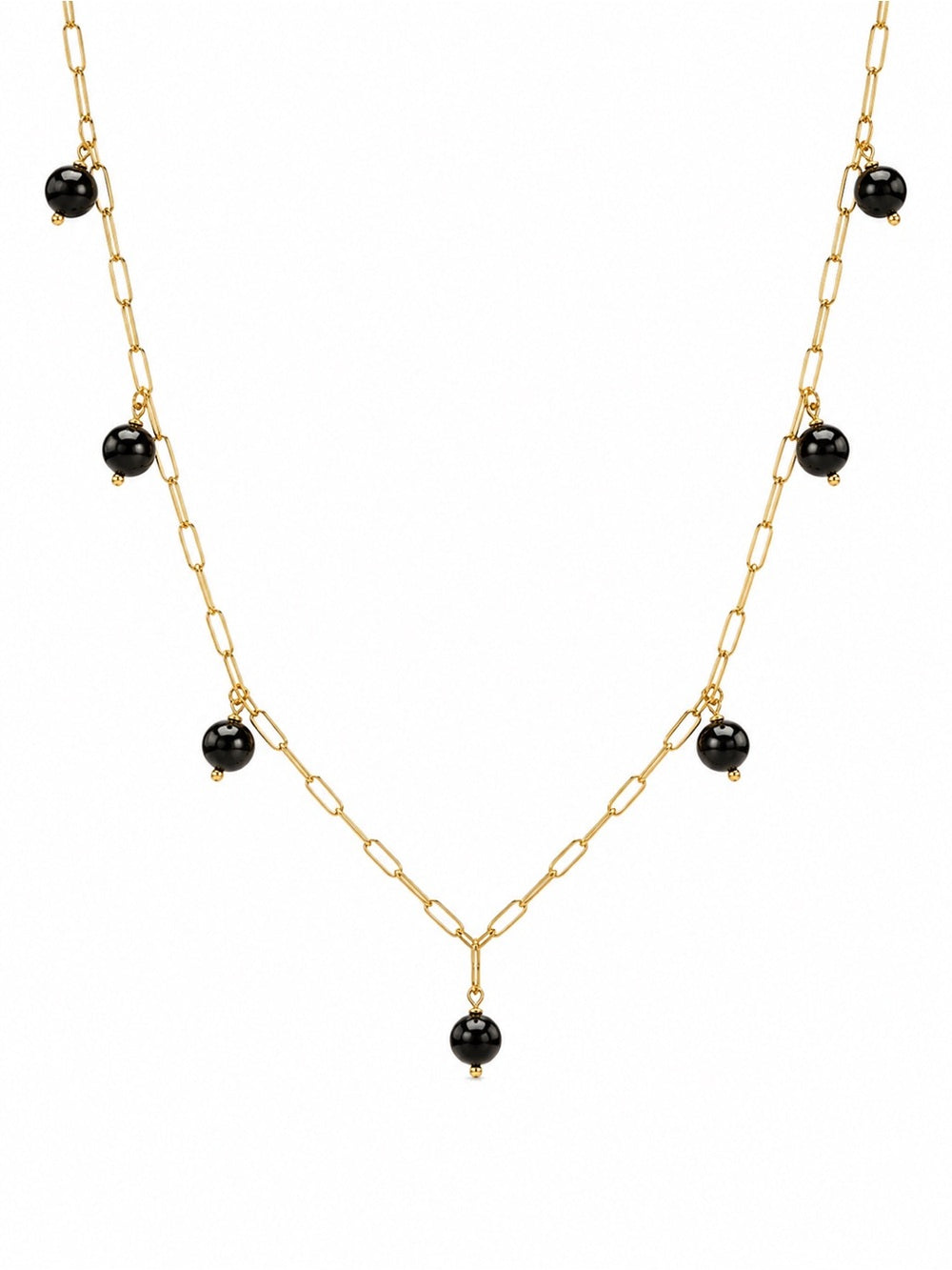 N45 Black Onyx Paperclip Necklace