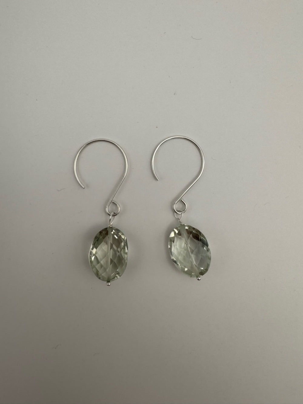 HK22 Green Amethyst Hook Earrings (S925)