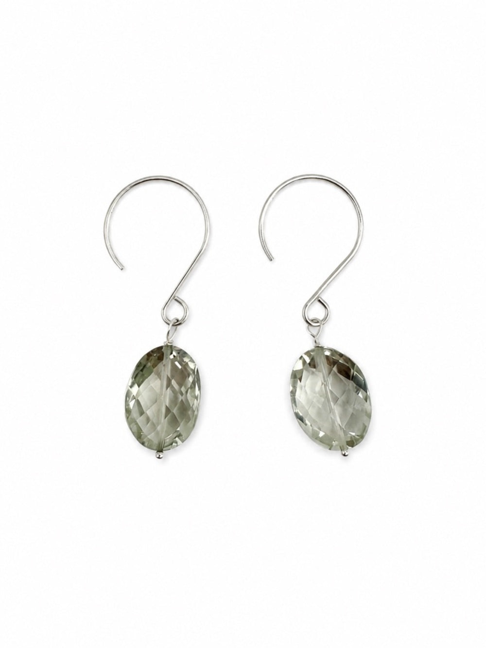 HK22 Green Amethyst Hook Earrings (S925)