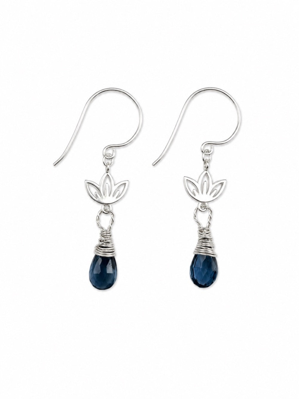 HK10 London Blue Topaz Lotus Dangle Earrings (S925)
