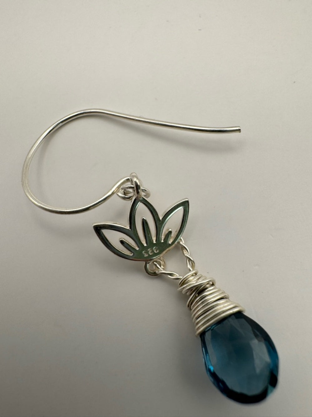 HK10 London Blue Topaz Lotus Dangle Earrings (S925)