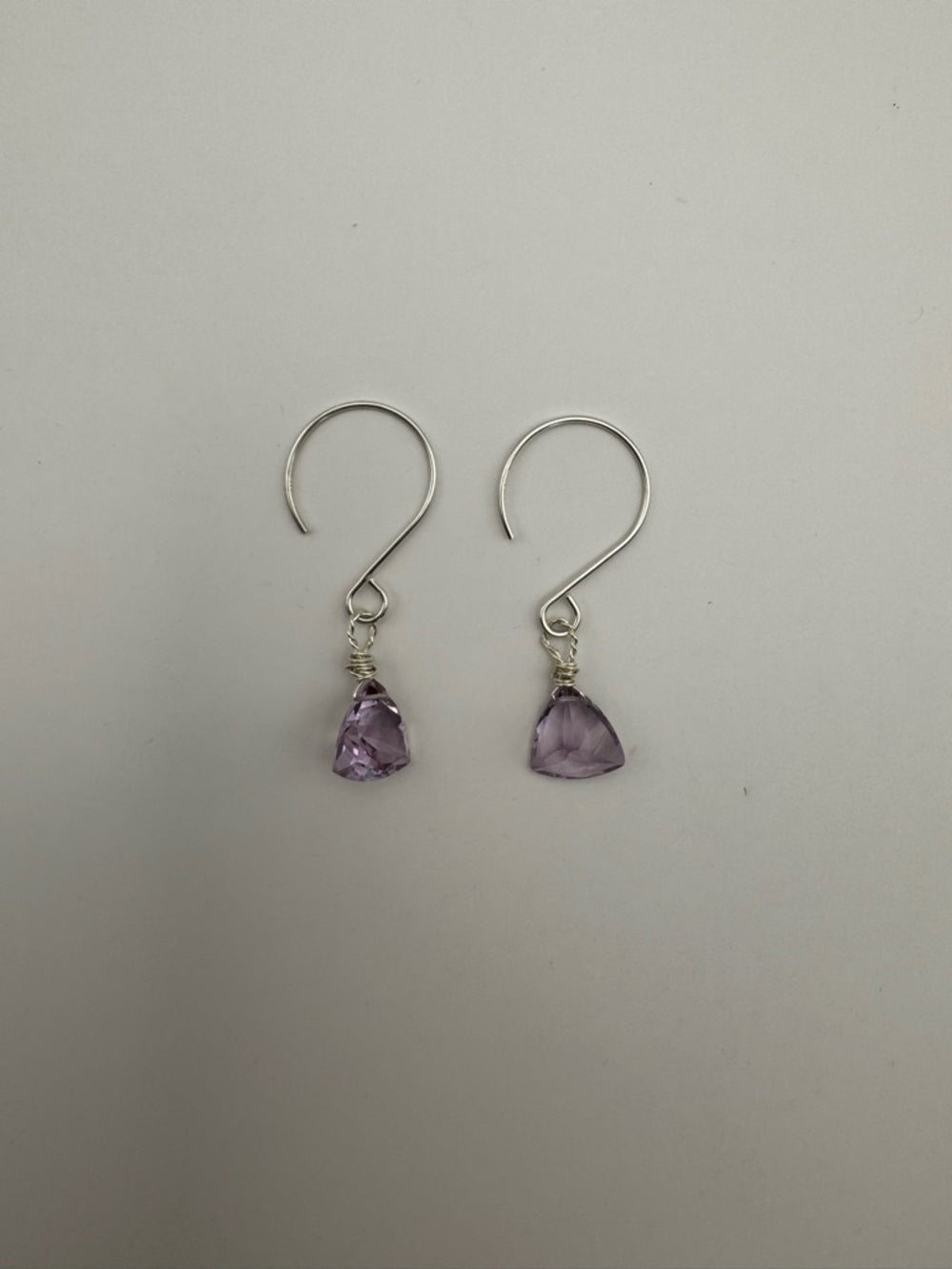 HK18 Amethyst Triangle Dangle Earrings (S925)