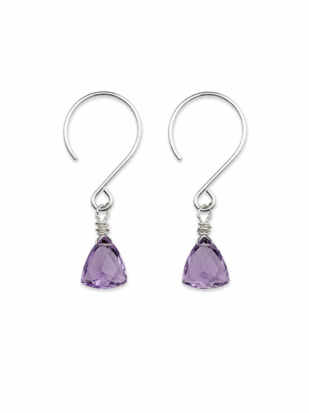 HK18 Amethyst Triangle Dangle Earrings (S925)