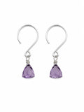 HK18 Amethyst Triangle Dangle Earrings (S925)