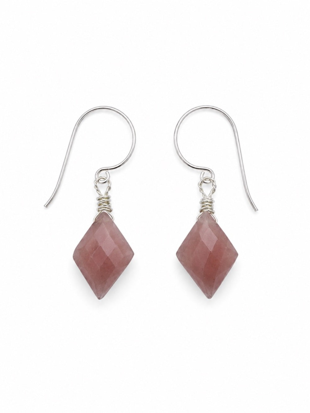 HK0063 Guava Quartz Diamond Shaped Earrings (S925)