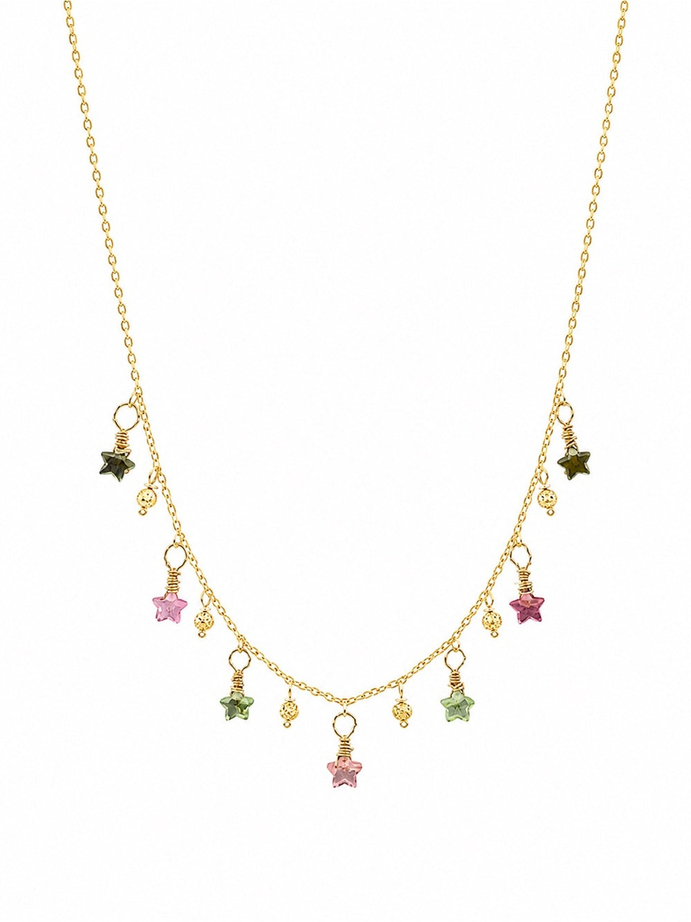 N0010 Rainbow Star Tourmaline Necklace