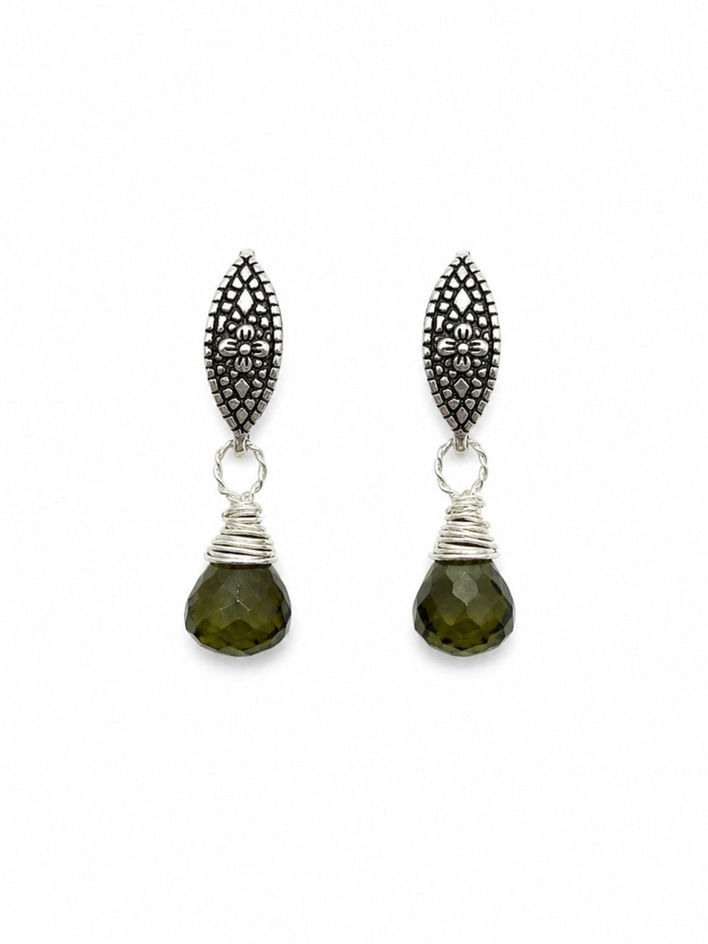 HK25 Vesuvianite Vintage Hook Earrings (S925)