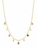 N0008 Rainbow Tourmaline Cube Necklace