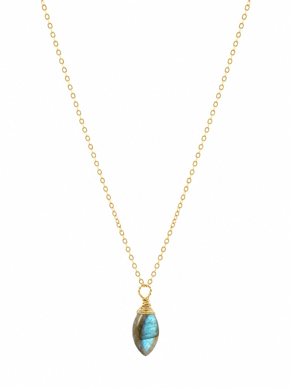 N31 Labradorite Marquise Gold Necklace