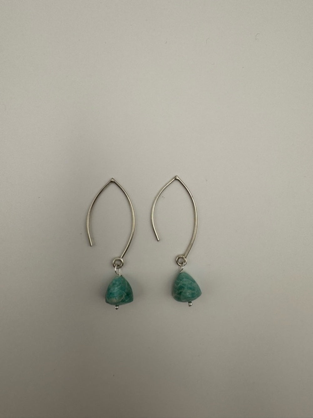 HK14 Amazonite Triangle Dangle Earrings (S925)