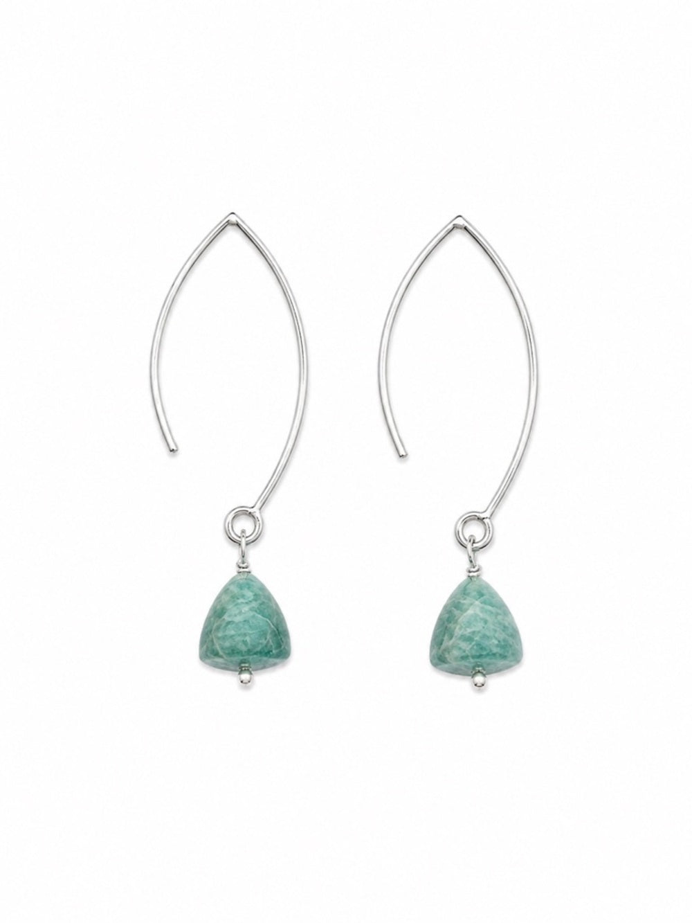 HK14 Amazonite Triangle Dangle Earrings (S925)